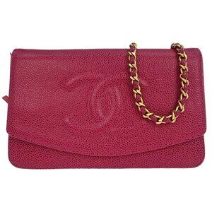 Chanel Pink Calfskin Timeless WOC Wallet on Chain Shoulder Bag 134921